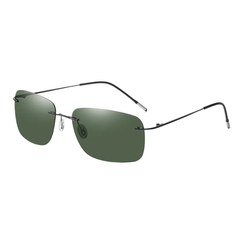 Thunder Pailong Pure Titanium Square Sunglasses Unisex Black Silver-5