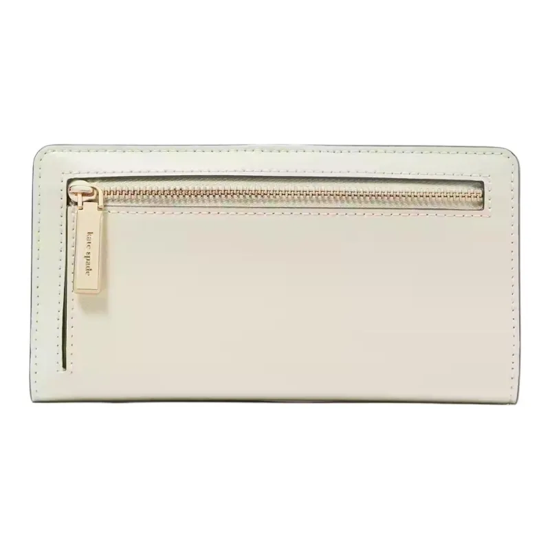 Kate Spade Saffiano Leather Wallet Large Size Women's Egg White Crispy Skin-1
