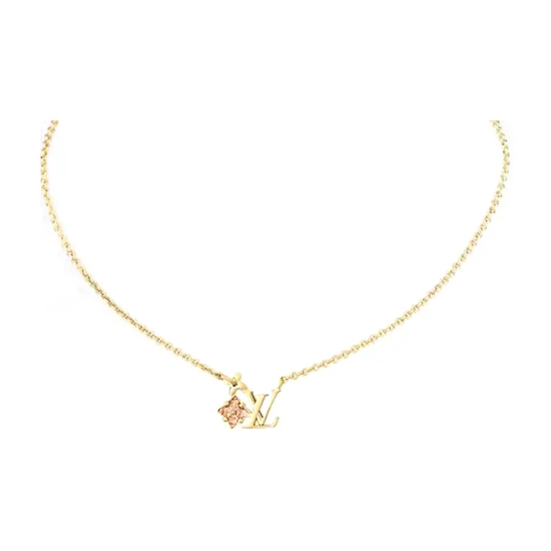 LOUIS VUITTON Metal Rhinestone Necklaces Men's Gold-0