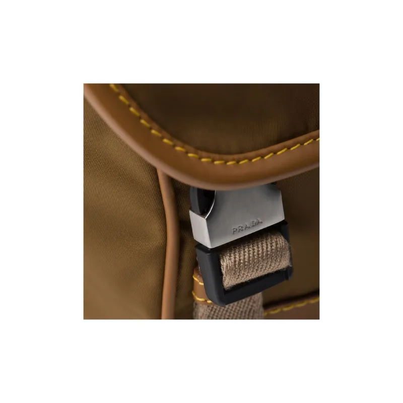 PRADA Recycled Nylon With Leather Crossbody Bag, Shoulder Bag Men's Cork Beige-4
