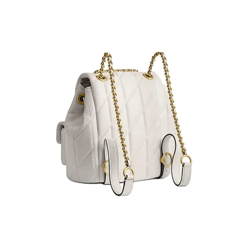 COACH Tabby Quilting Sheepskin Backpack Trumpets Women's Chalk White-3