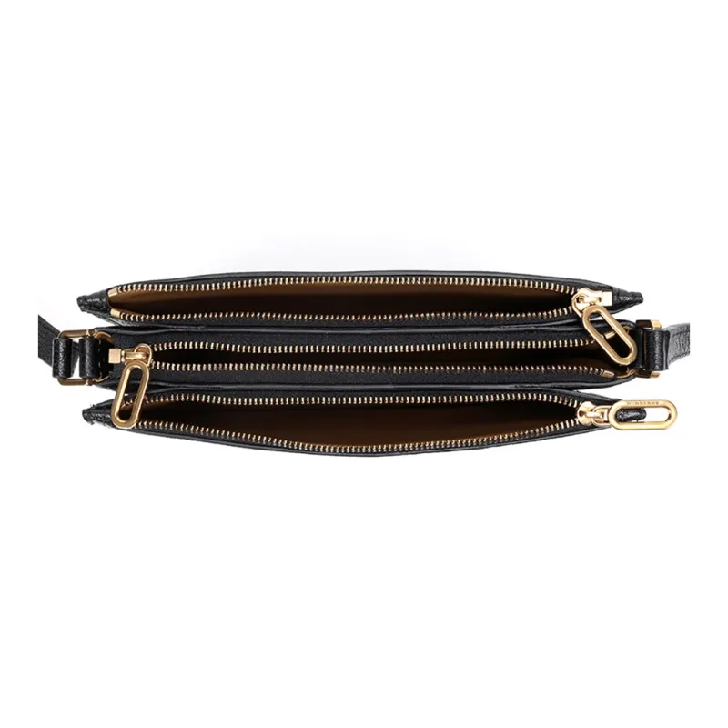 Burberry Leather Crossbody Bag, Shoulder Bag Women's Black Gold-5