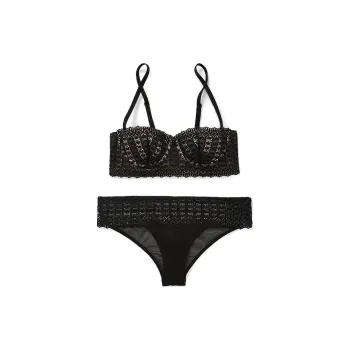 Victoria's Secret PINK Nymphadora BalconetteBraandPantySetin/Jet Black Underwear Set Women's Raven