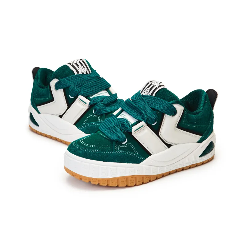 Kappa Coverage Anti Slip And Wear Resistant Mid Top Skateboard Shoes Unisex Green White-3
