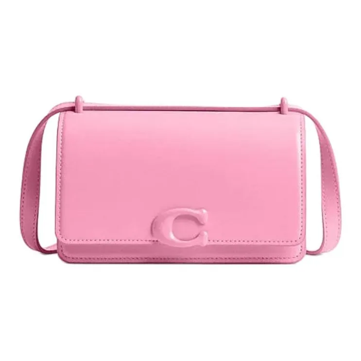 COACH Bandit Cow Leather Shoulder Bag, Crossbody Bag Trumpets Women's Bright Pink-0