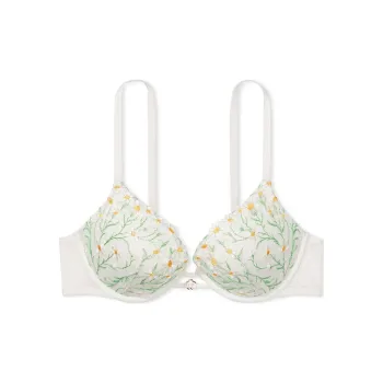 Victoria's Secret DREAM ANGELS Collection 5610 Thin Daisy Chain Embroidery Push-Up Bra Women's White