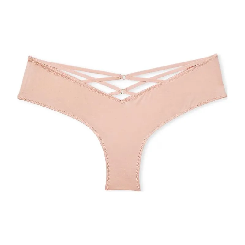 Victoria's Secret VERY SEXY Strappy Back High Leg Cheeky Panty/ Underpants Women's 1 Pack Nude-0