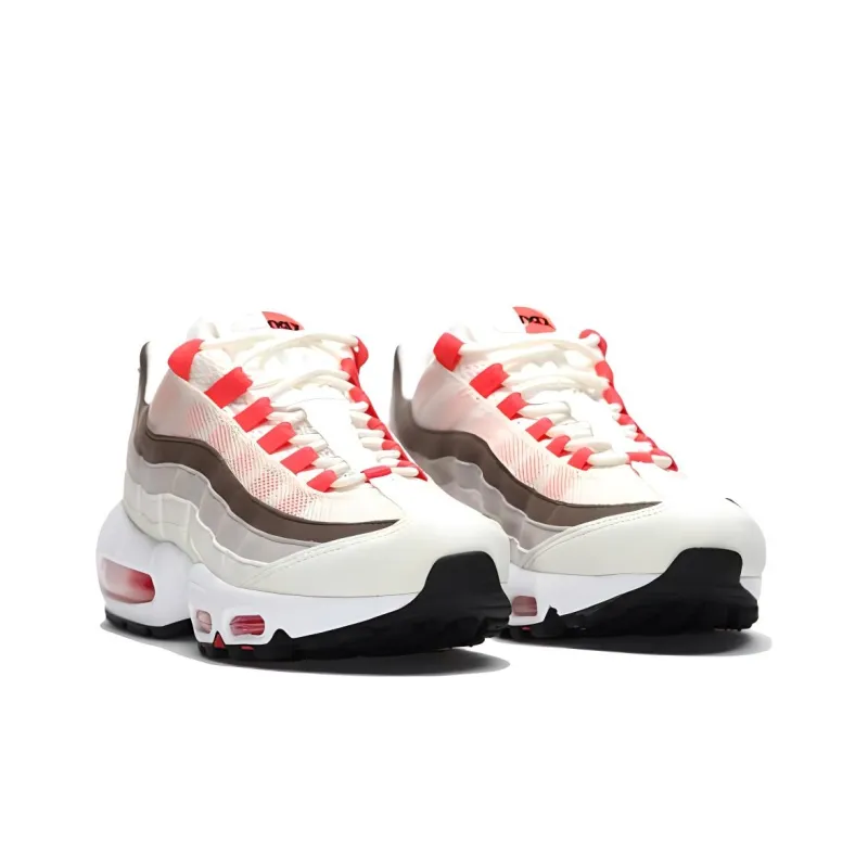Nike Air Max 95 Cushioned Slip Resistant Low Top Running Shoes Unisex Beige Red-3