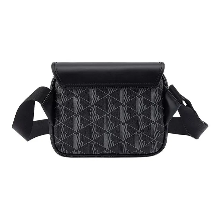 LACOSTE PVC Messenger Bag, Shoulder Bag, Crossbody Bag Regular Men's Black/Iron Gray-3