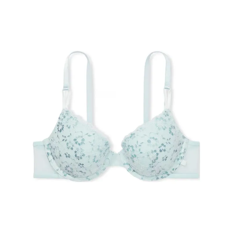 Victoria's Secret PINK Sexy Tee Lace Lightly Lined Front Bra/Ballad Blue Bra Women's Turquoise-0