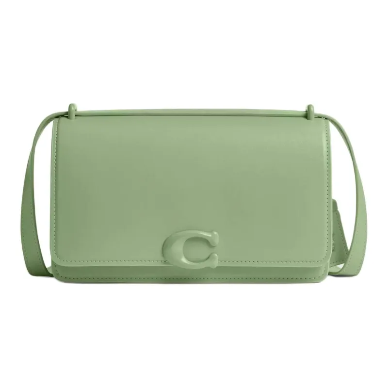 COACH Bandit Refined Calfskin Crossbody Bag, Shoulder Bag Medium Size Women's Silver & Light Pistachio-0