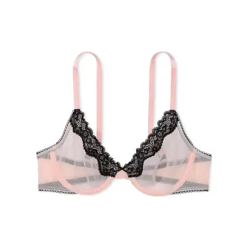 Victoria's Secret PINK 9472 Floral Tease Unlined Demi Bra/Purest Pink Bra Women's Pink