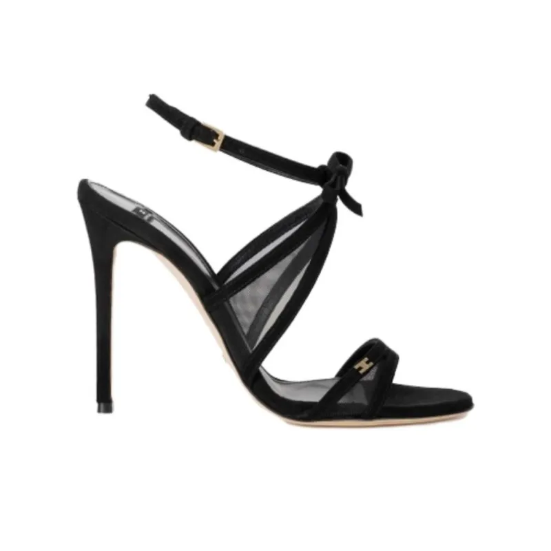 Elisabetta Franchi 105mm Mesh-panels Suede Sandals-1
