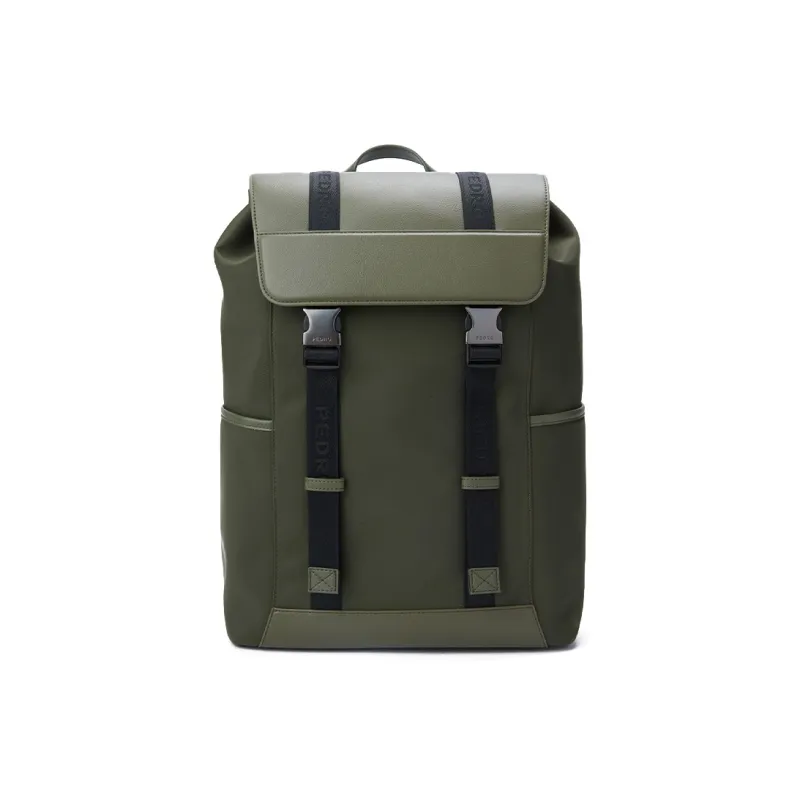 PEDRO Artificial Leather Backpack Large Size Men's Black/Camel/Army Green-7