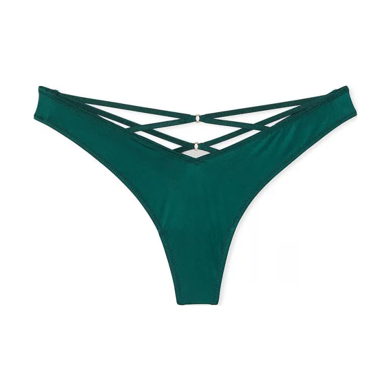 Victoria's Secret PINK VERY SEXY Strappy Back High Leg Thong Panty/Mn Underpants Women's 1 Pack Green-0
