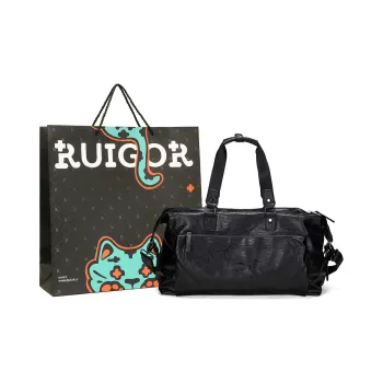 RUIGOR PU Storage Bag Gym Bag Regular Unisex Black