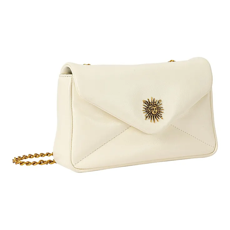 VANESSA HOGAN Cow Leather Niche Design Shoulder Bag Small Square Bag Women's Ecru/Black-1
