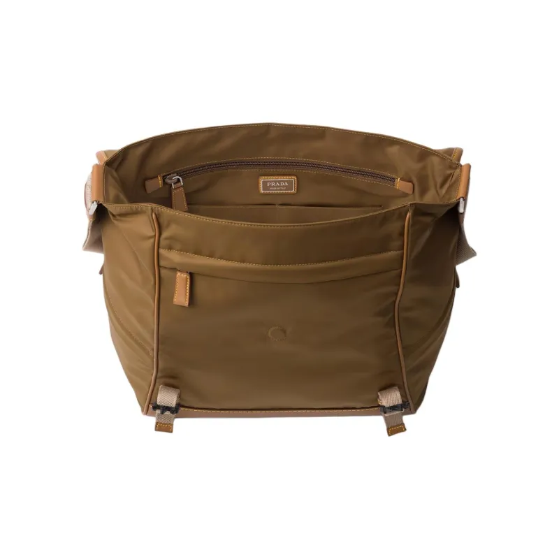 PRADA Recycled Nylon With Leather Crossbody Bag, Shoulder Bag Men's Cork Beige-4