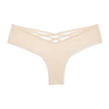 Victoria's Secret VERY SEXY Strappy Back High Leg Cheeky Panty/Beige Underpants Women's 1 Pack Beige