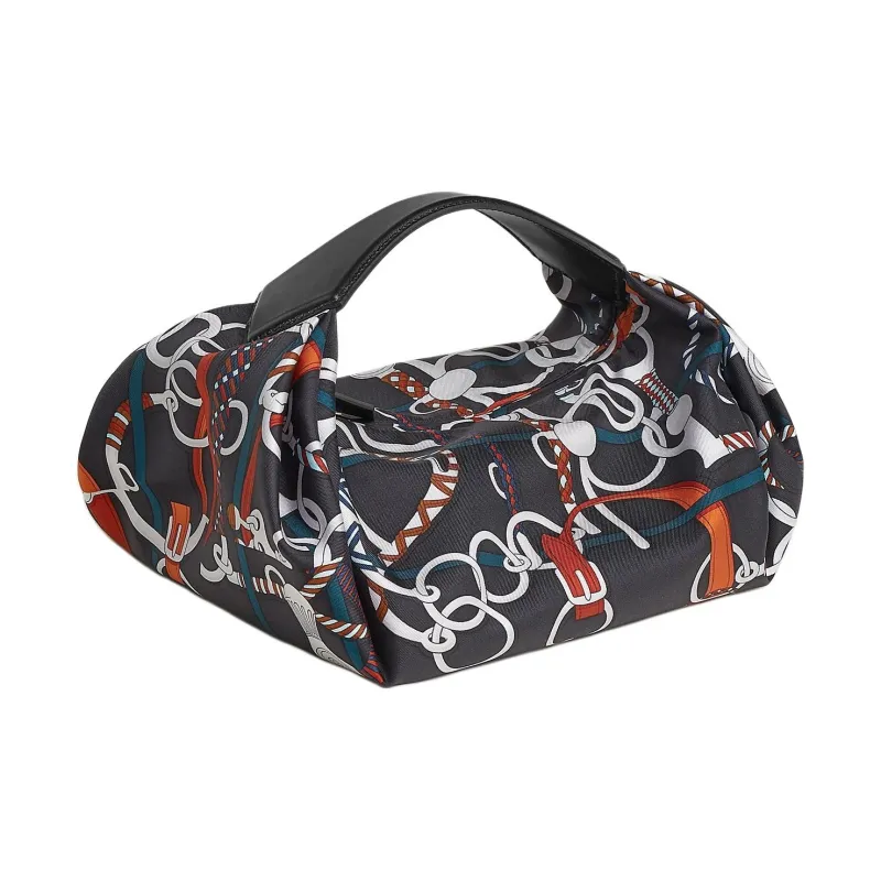 HERMES Hunter Cow Leather Handbag Women's Black & Multicolor-1