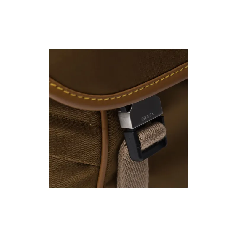 PRADA Recycled Nylon With Leather Crossbody Bag, Shoulder Bag Men's Cork Beige-5
