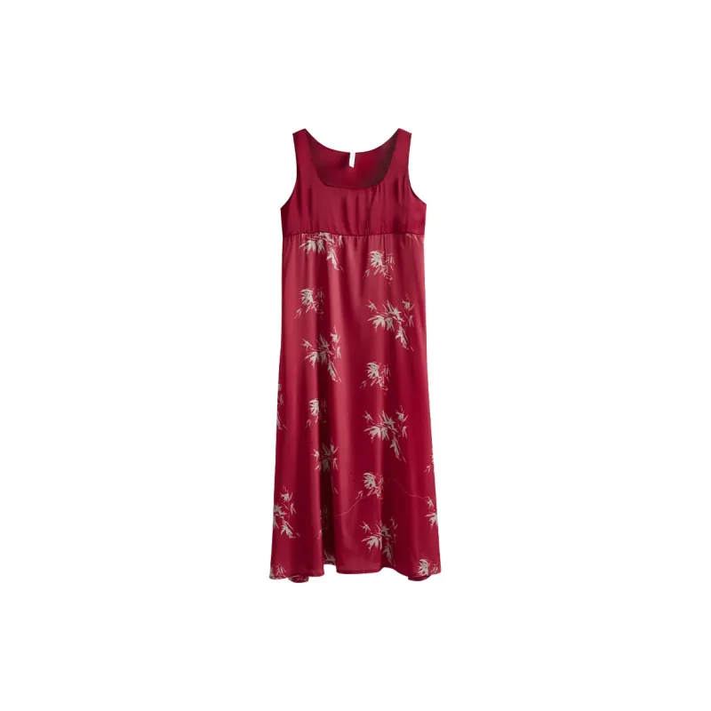 Same Language Nightgown Women's China Red Gold Bamboo-0