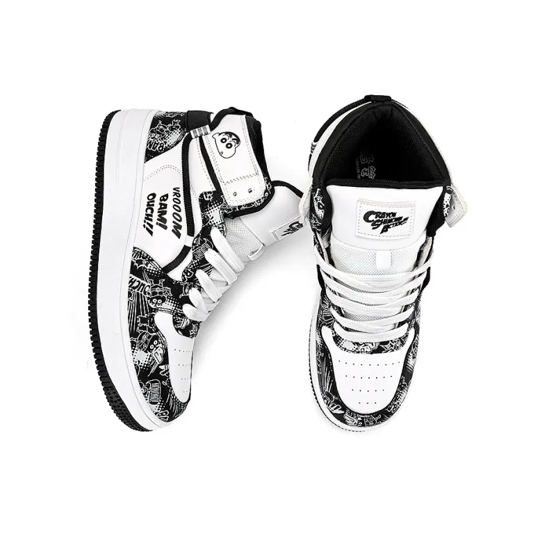 Crayon Shinchan Slip Resistant Coverage High Top Skateboard Shoes-30