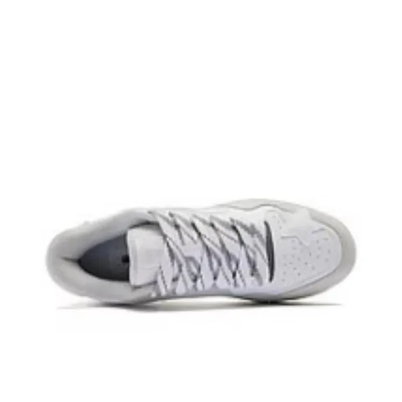 QIAODAN Stars Shoes Slip Resistant Cushioning Abrasion Resistant Low Top Skateboard Shoes Men's White Gray-3