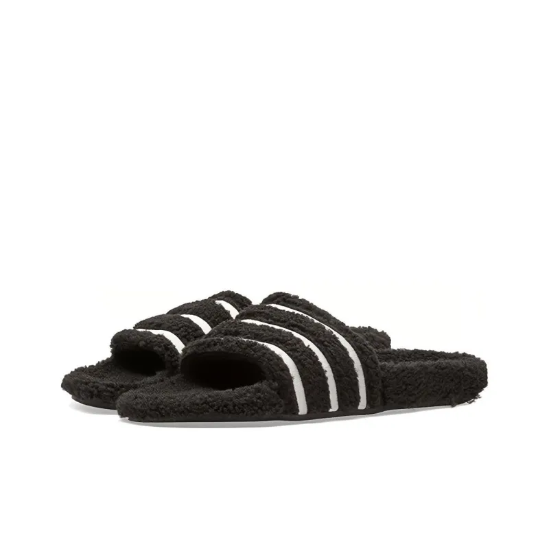 Adilette Women's Adidas Slide 'Black Teddy Fleece' Women's-2