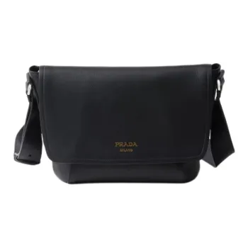 PRADA Leather Crossbody Bag Shoulder Bag Men's Black