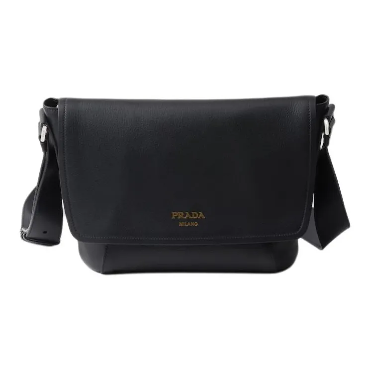 PRADA Leather Crossbody Bag Shoulder Bag Men's Black-0