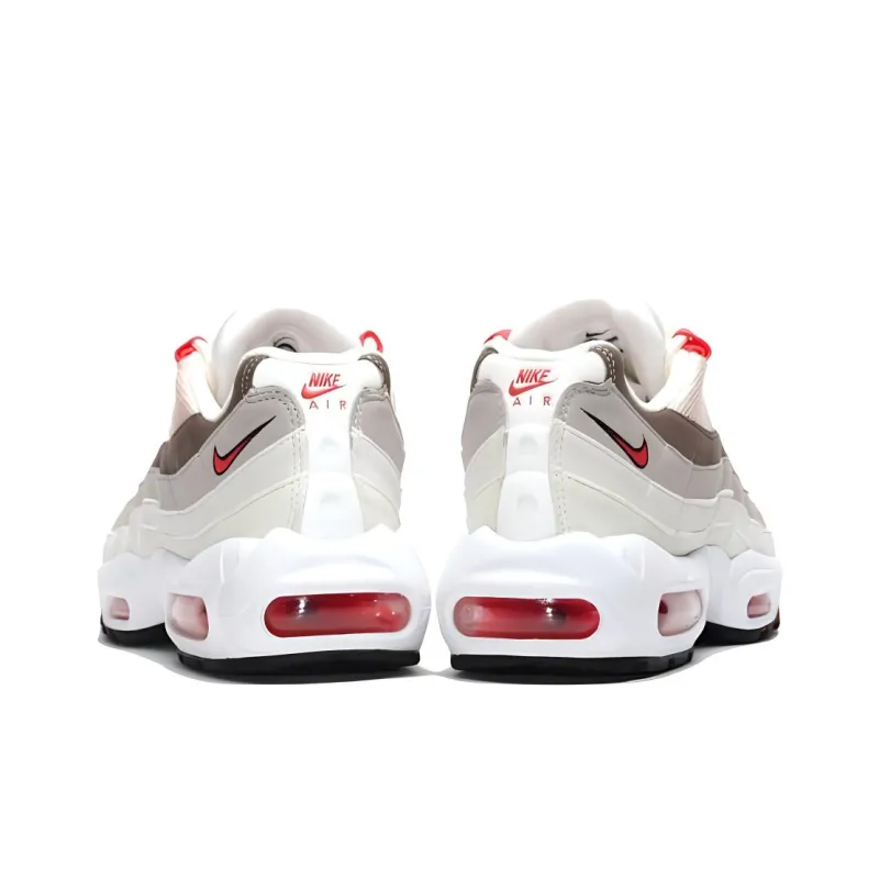 Nike Air Max 95 Cushioned Slip Resistant Low Top Running Shoes Unisex Beige Red-2