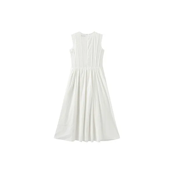 Cubic Sleeveless Dresses Women's White-1