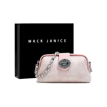 MACKJANICE Polyurethane Synthetic Leather Shoulder Bag Women's Embroidered Pink/Embroidered Gray