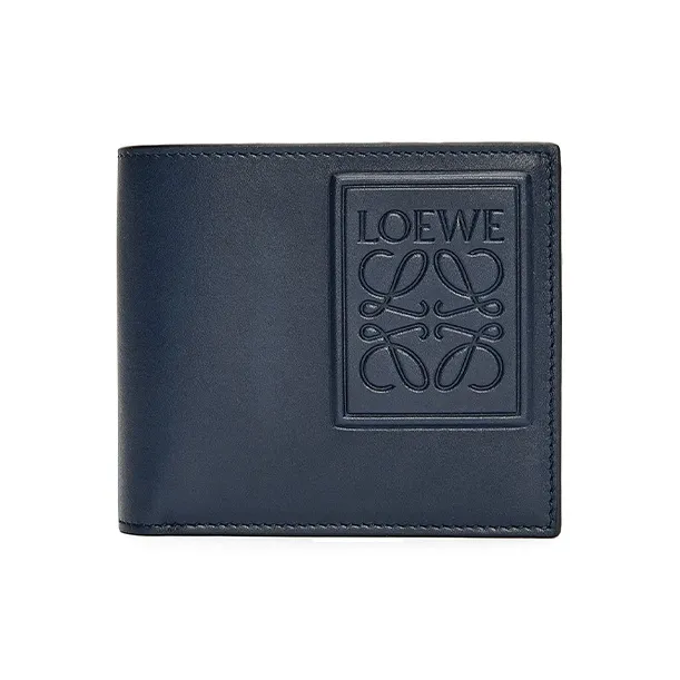 LOEWE Satin Cow Leather Wallet Men's Dark Marine Blue-0