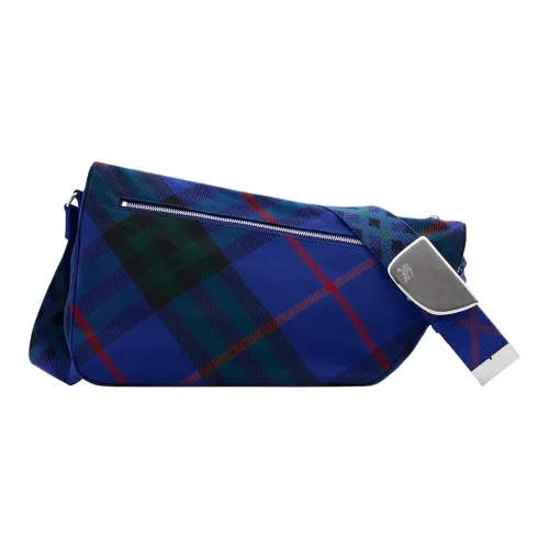 Burberry Shield Cotton Blend Messenger Bag Shoulder Bag Crossbody Bag Large Size Women's Knight Blue