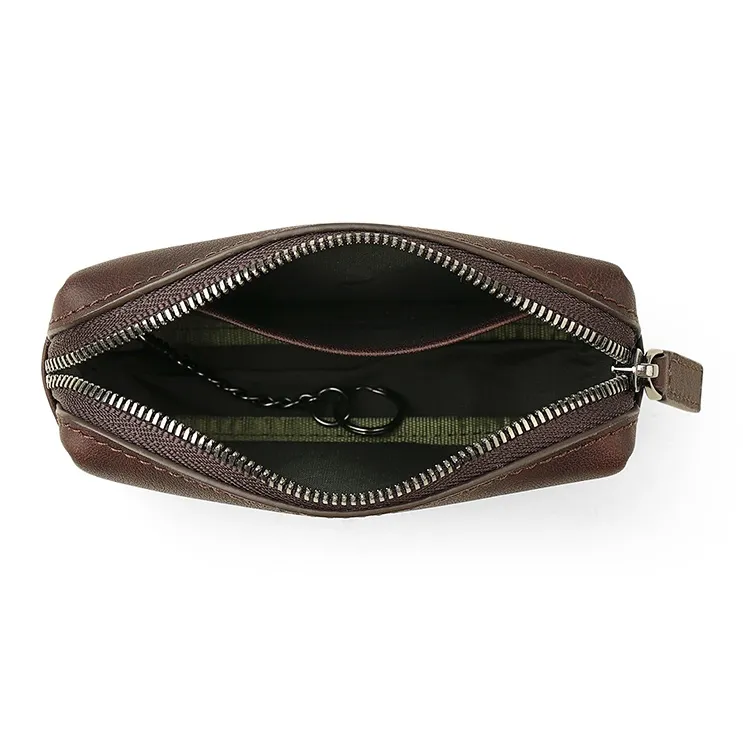 Jeep Top Grain Cow Leather Key Pouch Card Holder Coin Purse Regular Unisex Coffee/Black/Gray Green/Green-4