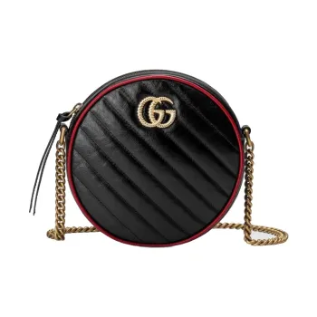 GUCCI Leather Round Bag, Crossbody Bag, Shoulder Bag Women's