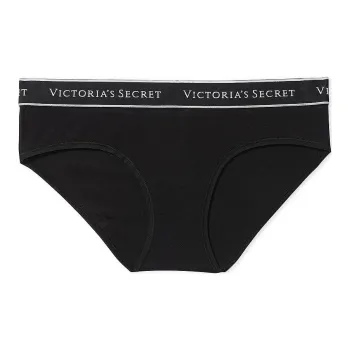 Victoria's Secret 24 Big Show Collection Logo Cotton Hip Hugger Panty/Black Underpants Women's Black