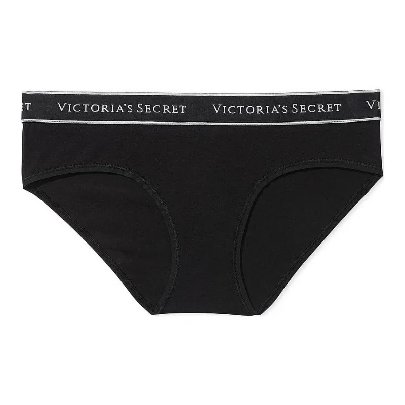 Victoria's Secret 24 Big Show Collection Logo Cotton Hip Hugger Panty/Black Underpants Women's Black-0