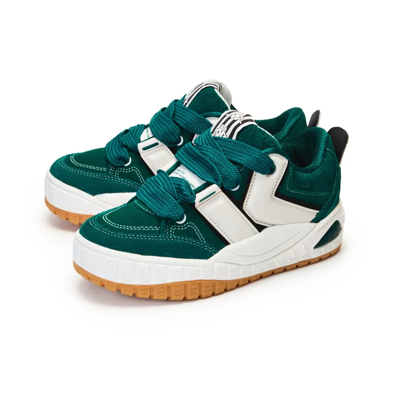 Kappa Coverage Anti Slip And Wear Resistant Mid Top Skateboard Shoes Unisex Green White-2