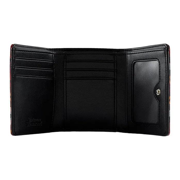 Vivienne Westwood Saffiano Plaid Velvet Wallet Small Size Women's Red-3