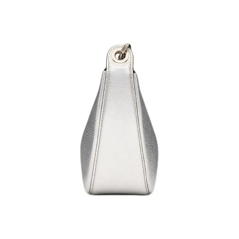 Valentino Vlogo Moon Grained Calfskin Handbag Shoulder Bag Women's Silver-3