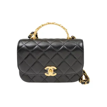 CHANEL Lambskin Rhinestone Flap Bag Accessory With Controller Shoulder Bag Crossbody Bag Handbag Mini Women's Black