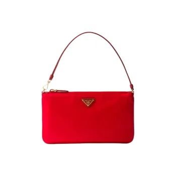 PRADA Recycled Nylon Handbag Shoulder Bag Women's Red