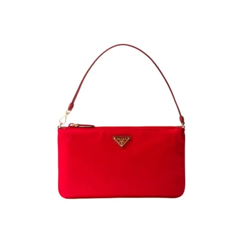 PRADA Recycled Nylon Handbag Shoulder Bag Women's Red