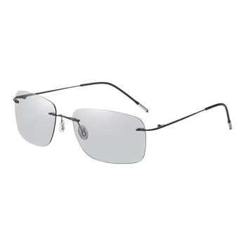 Thunder Pailong Pure Titanium Square Sunglasses Unisex Black Silver
