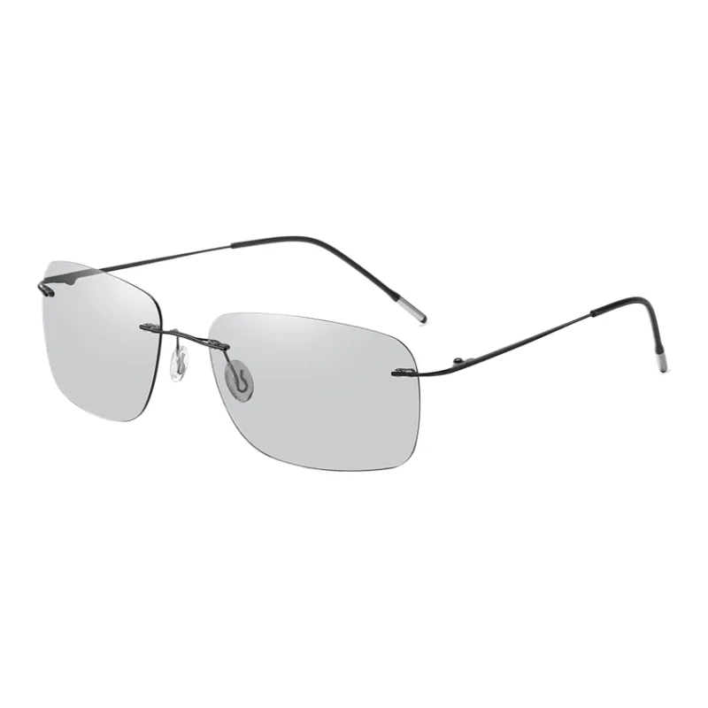 Thunder Pailong Pure Titanium Square Sunglasses Unisex Black Silver-0