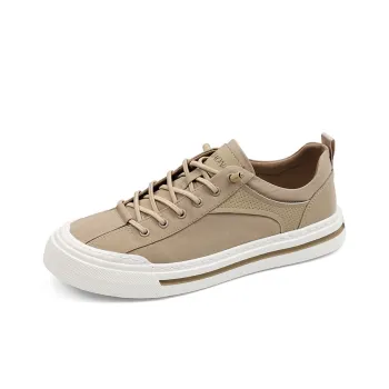 QIAONAI Lightweight Low Top Skateboard Shoes Men's Apricot