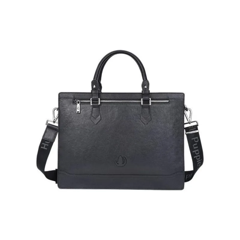 Hush Puppies Top Grain Cow Leather Portable Briefcase Tubas Men's Black-1
